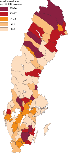 Sverigekarta Högst andel med anvisat boende