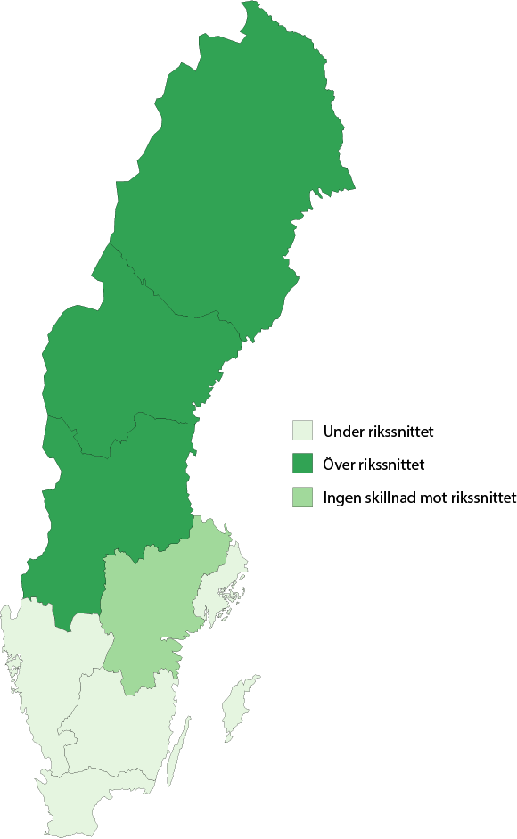 Karta: Regionala skillnader i väljarstödet